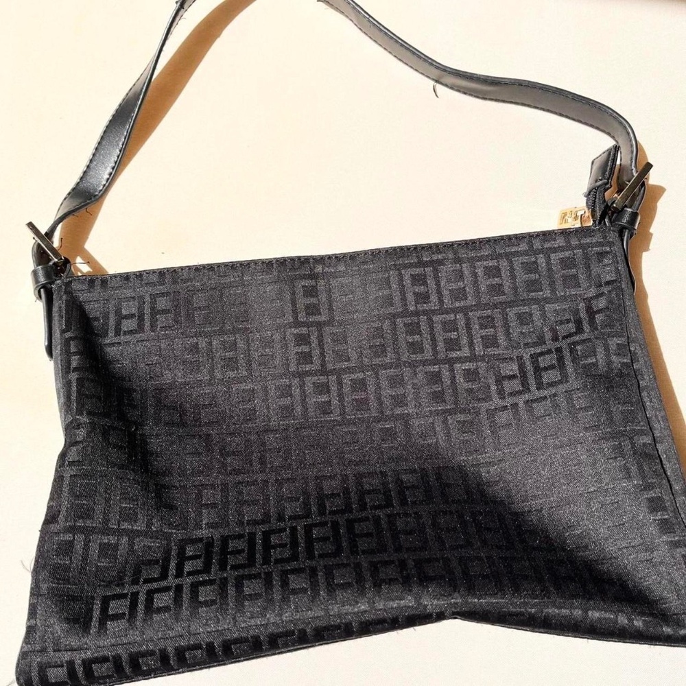 black y2k pattern mini bag with gold detailing